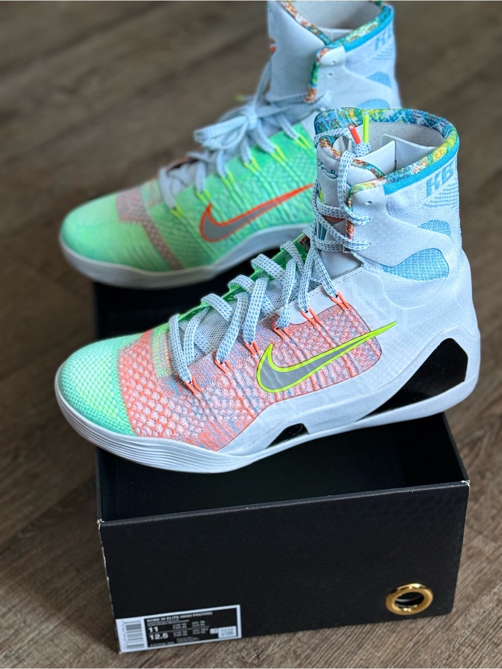 Nike Kobe IX Elite Protro High-Top Sneakers with Neon Green and Coral Accents